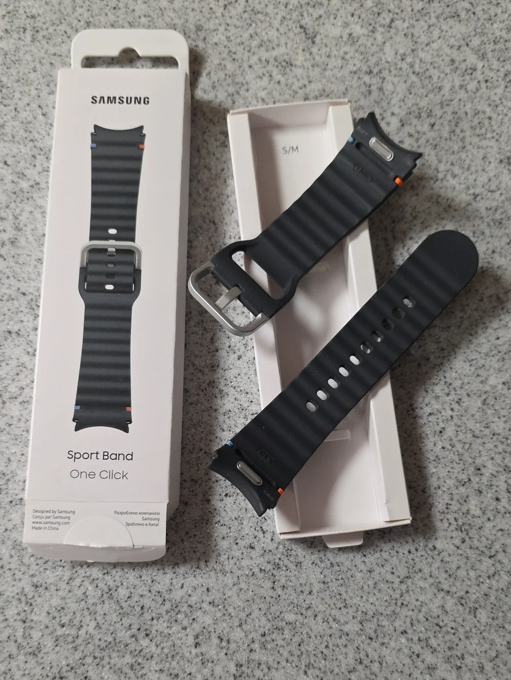 Samsung Black Textured Sport Band with Silver Buckle, Size S/M